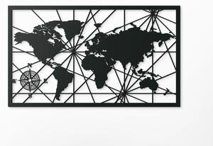 Drevko Obraz Mapa sveta s kompasom na stenu