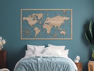 Drevko Obraz Mapa sveta s kompasom na stenu
