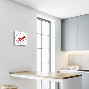 Nástenné sklenené hodiny Paprika 30x30 cm