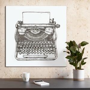DUBLEZ | Drevený obraz do kancelárie - Retro písací stroj