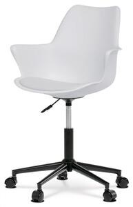 Kancelárska stolička NIDORA — plast, ekokoža, oceľ, čierna / biela