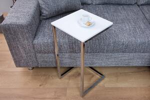 Príručný stolík SIMPLE 60 cm - biela, strieborná