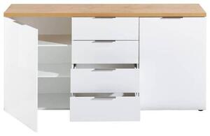 ŠIROKÁ KOMODA, biela, farba duba, 180/89/43 cm Xora - Obývacie zostavy
