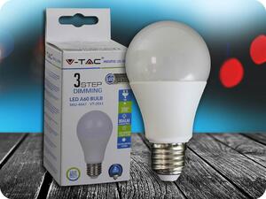 V-TAC E27 LED Žiarovka 9W, 806lm, 3-stupňové stmievanie Farba svetla: Studená biela