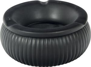 Popolník porcelánový, 3 zárezy, s drážkami, ø: 150 mm, čierny