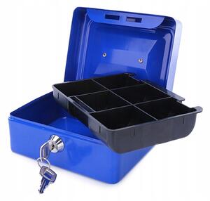 Trezor kovový 20x15x9cm modrý