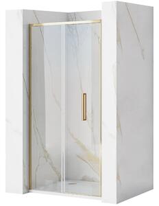 Rea Rapid Fold, skladacie sprchové dvere 90x195 cm, 4mm číre sklo, zlatý lesklý profil, REA-K4129