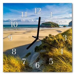 Nástenné sklenené hodiny Pláž 30x30 cm