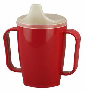 Hrnček s pítkom s dvoma viečkami 250 ml, červená