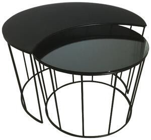 SADA KONFERENČNÝCH STOLÍKOV, sivá, čierna, kov, sklo, 76/76/45 cm Carryhome - Stolíky do obývačky