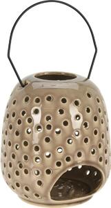 Keramický lampáš Dots sivá, 15 x 23 cm