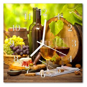 Nástenné sklenené hodiny Hrozno pre víno 30x30 cm