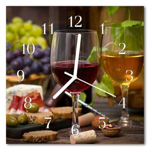 Nástenné sklenené hodiny Pohár vína 30x30 cm