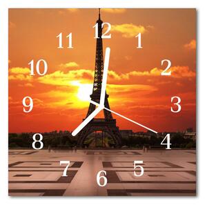 Nástenné sklenené hodiny Eiffelova veža 30x30 cm
