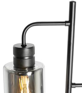 Moderná stojaca lampa čierna s dymovým sklom 2 svetlá - Stavelot