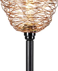 Dizajnová stojaca lampa čierna s meďou 30 cm - Sarella