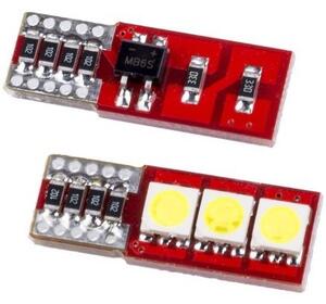 Einparts LED auto žiarovka, W5W, T10, 3 SMD5050, CANBUS, 9-16V, 6000K, balenie 2ks [EPL36]