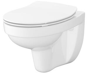 Cersanit Cersania SimpleOn, závesná WC misa 52,5x36x37,5 cm + sedátko s pomalým zatváraním z duroplastu, horizontálny odpad, biela, S701-566
