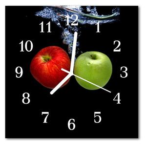 Sklenené hodiny štvorcové Jablká 30x30 cm