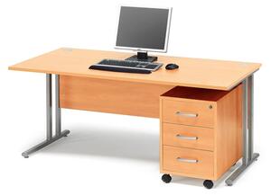 Kancelárska zostava Flexus: stôl 1600x800 mm + kancelársky kontajner, buk