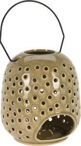 Keramický lampáš Dots zelená, 15 x 23 cm