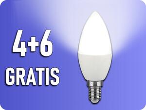 V-TAC E14 LED žiarovka 7W, 600Lm, SAMSUNG chip, C37, 4+6 zadarmo! Farba svetla: Teplá biela