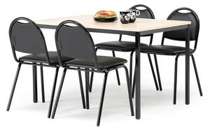 Jedálenská zostava 1x stôl Š 1200 x H 800, breza / čierna, 4x stolička čier