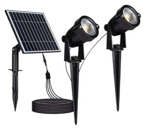 V-TAC LED solárne zapichovacie svietidlá 2x1.2W, 2x90lm, IP65, čierne, 3000K