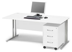 Kancelárska zostava Flexus: stôl 1600x800 mm + kancelársky kontajner, biela