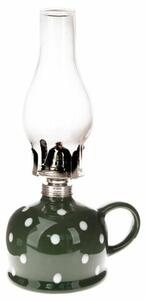 Petrolejová lampa Bodka, 14,7 x 28 x 11 cm, zelená