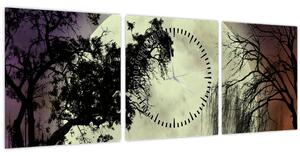 Obraz - Spln nad hladinou (s hodinami) (90x30 cm)