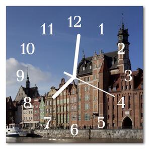 Sklenené hodiny štvorcové Mesto gdansk 30x30 cm