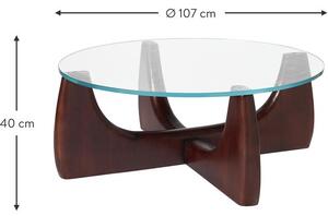 Okrúhly drevený konferenčný stolík so sklenenou doskou Miya