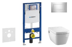 Geberit Duofix - Modul na závesné WC s tlačidlom Sigma30, lesklý chróm/chróm mat + Tece One - sprchovacia toaleta a doska, Rimless, SoftClose 111.300.00.5 NT6