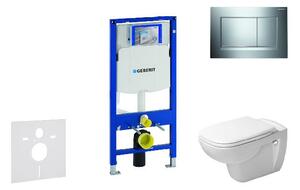 Geberit Duofix - Modul na závesné WC s tlačidlom Sigma30, lesklý chróm/chróm mat + Duravit D-Code - WC a doska, Rimless, SoftClose 111.300.00.5 NH6