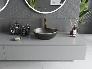 Mexen Elza, keramické umývadlo na dosku 405 x 330 mm, čierna matná-zlatý okraj, 21014025