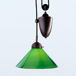 Závesná lampa Jonas antickej farby zelené tienidlo