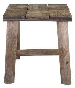 Hnedá dekoračná drevená lavica so vzorom na sedadle Tanoak - 33*24*33 cm - Chic Antique