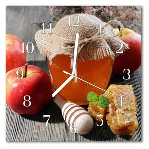 Nástenné sklenené hodiny Medové jablko 30x30 cm