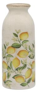 Béžová antik keramická váza s citrónmi Limone Blossom - Ø 8*20 cm - Chic Antique