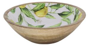 Drevená mangová miska s citrónmi Tours Limone Blossom - Ø 25*8 cm / 1300 ml - Chic Antique