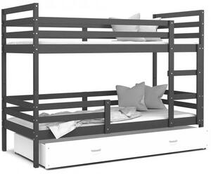 Detská posteľ JACEK 80x160 cm SIVÁ-BIELA