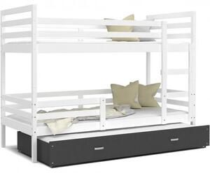 Detská posteľ JACEK 3 80x190 cm BIELA-SIVÁ