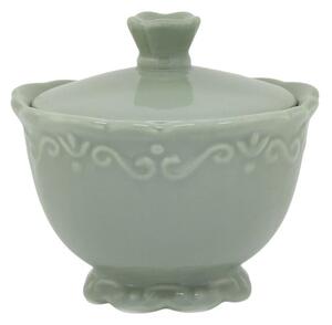 Zelená porcelánová cukornička s čipkou Provence lace verte - Ø 10*9 cm / 190 ml - Chic Antique