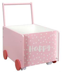 Home Deco Kids Detská truhla na kolieskách s rúčkou Happy ružová