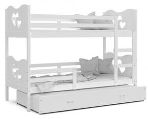 Detská poschodová posteľ MAX 3 190x80cm BIELA-BIELA