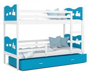 Detská poschodová posteľ MAX 160x80cm BIELA-MODRÁ