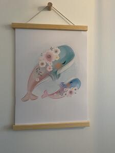 Dream Creations Detské plagáty morské živočíchy | 3 vzory Vzor: Veľryby modré / ružové