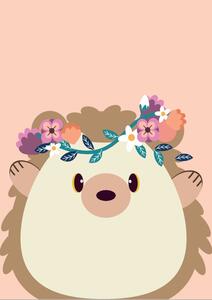 Dream Creations Detské plagáty zvieratá s kvetinami | 6 vzorov Vzor: Medveď