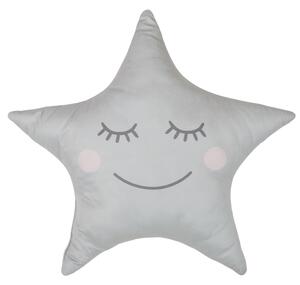 Home Deco Kids Detský vankúš usmievajúca sa hviezda sivý 44 x 37 cm